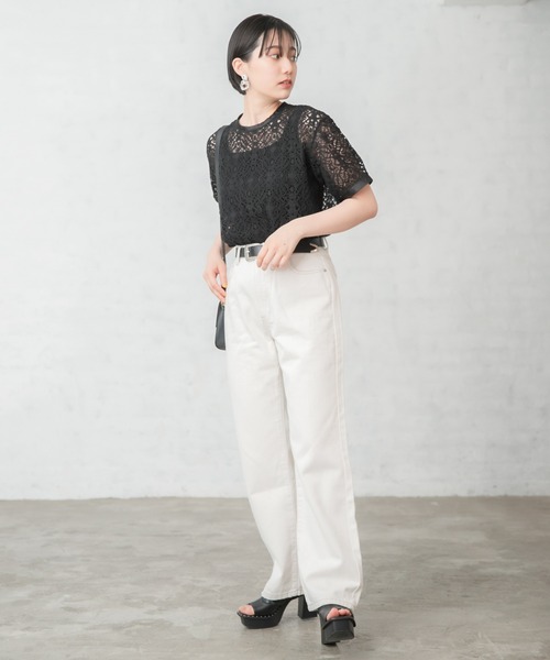 PAGEBOY（ページボーイ）の「ショートレースプルオーバー（シャツ/ブラウス・レディース・ブラック/オフホワイト・FREE）」の4枚目の写真