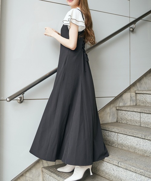 MIIA（ミーア）の「【ZOZO限定】バックレースアップキャミワンピース（ジャンパースカート・レディース・ライトグレー/ブラック/ベージュ・FREE）」の14枚目の写真