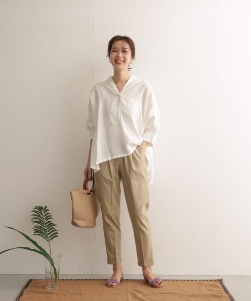 URBAN RESEARCH DOORS（アーバンリサーチドアーズ）の「リネン混テーパードイージーパンツ（その他パンツ・レディース・ブラック/ベージュ/カーキ・38/36）」の11枚目の写真