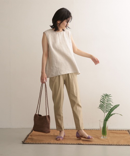 URBAN RESEARCH DOORS（アーバンリサーチドアーズ）の「リネン混テーパードイージーパンツ（その他パンツ・レディース・ブラック/ベージュ/カーキ・38/36）」の12枚目の写真