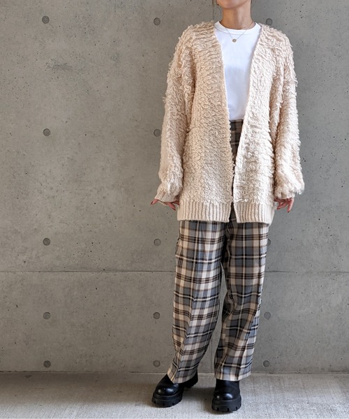 Per sist ence(パーシエンス)の「Per sist ence/パーシエンス 3GGモヘアループ編み カーディガン(カーディガン/ボレロ・レディース・ホワイト/ブラック/ブラウン・FREE)」の6枚目の写真