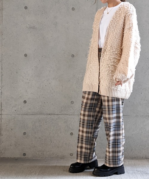 Per sist ence(パーシエンス)の「Per sist ence/パーシエンス 3GGモヘアループ編み カーディガン(カーディガン/ボレロ・レディース・ホワイト/ブラック/ブラウン・FREE)」の8枚目の写真