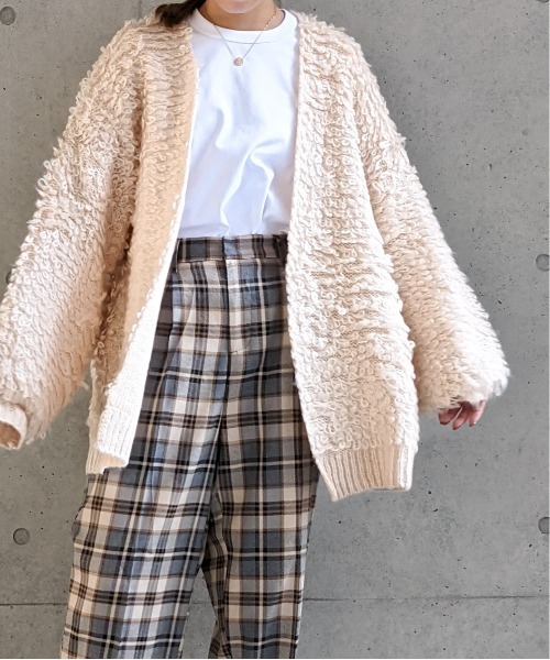 Per sist ence(パーシエンス)の「Per sist ence/パーシエンス 3GGモヘアループ編み カーディガン(カーディガン/ボレロ・レディース・ホワイト/ブラック/ブラウン・FREE)」の9枚目の写真