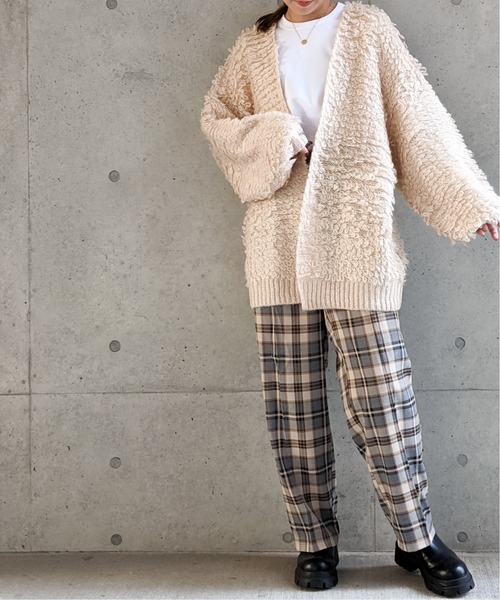 Per sist ence(パーシエンス)の「Per sist ence/パーシエンス 3GGモヘアループ編み カーディガン(カーディガン/ボレロ・レディース・ホワイト/ブラック/ブラウン・FREE)」の10枚目の写真