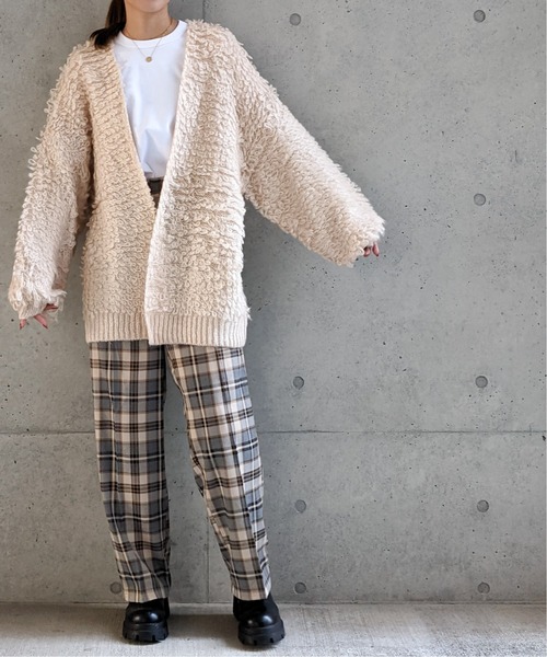 Per sist ence(パーシエンス)の「Per sist ence/パーシエンス 3GGモヘアループ編み カーディガン(カーディガン/ボレロ・レディース・ホワイト/ブラック/ブラウン・FREE)」の12枚目の写真