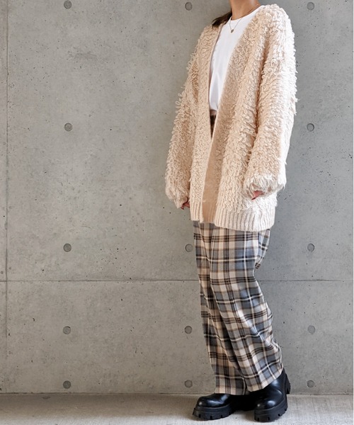 Per sist ence(パーシエンス)の「Per sist ence/パーシエンス 3GGモヘアループ編み カーディガン(カーディガン/ボレロ・レディース・ホワイト/ブラック/ブラウン・FREE)」の13枚目の写真