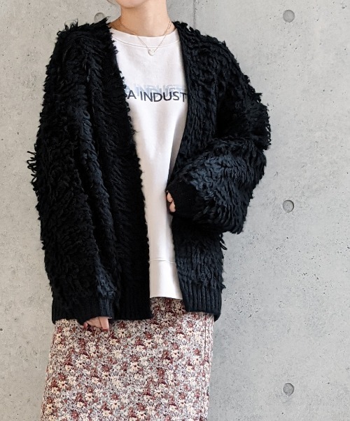 Per sist ence(パーシエンス)の「Per sist ence/パーシエンス 3GGモヘアループ編み カーディガン(カーディガン/ボレロ・レディース・ホワイト/ブラック/ブラウン・FREE)」の17枚目の写真