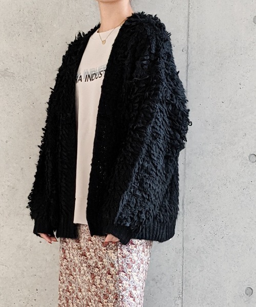 Per sist ence(パーシエンス)の「Per sist ence/パーシエンス 3GGモヘアループ編み カーディガン(カーディガン/ボレロ・レディース・ホワイト/ブラック/ブラウン・FREE)」の18枚目の写真