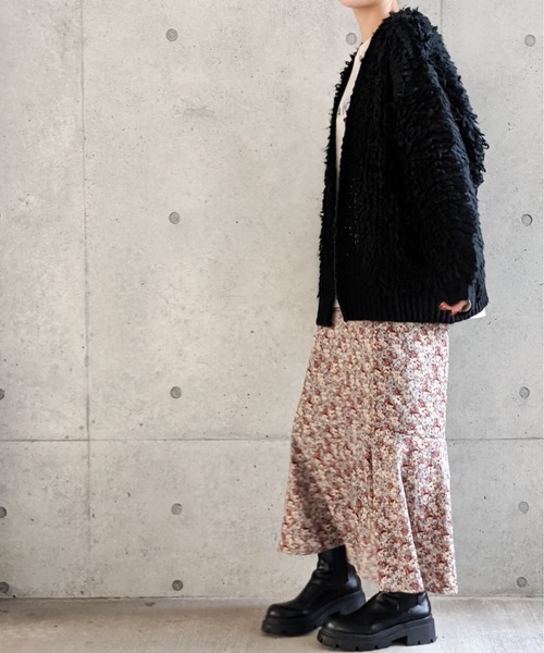 Per sist ence(パーシエンス)の「Per sist ence/パーシエンス 3GGモヘアループ編み カーディガン(カーディガン/ボレロ・レディース・ホワイト/ブラック/ブラウン・FREE)」の19枚目の写真