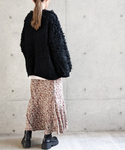 Per sist ence(パーシエンス)の「Per sist ence/パーシエンス 3GGモヘアループ編み カーディガン(カーディガン/ボレロ・レディース・ホワイト/ブラック/ブラウン・FREE)」の22枚目の写真