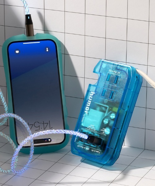 Hamee（ハミィ）の「humor handy Plus AC PD30W対応 USB タップ 電源タップ コンセント差込口2口 USB-A 3ポート USB-C 1ポート 延長コード PSE技術基準適合（スマホグッズ・レディース・チャコールグレー/クリーム/マスタード/カーキオリーブ/ミント/ベージュ/クリアイエロー/マジェンタ/シアン・FREE）」の6枚目の写真