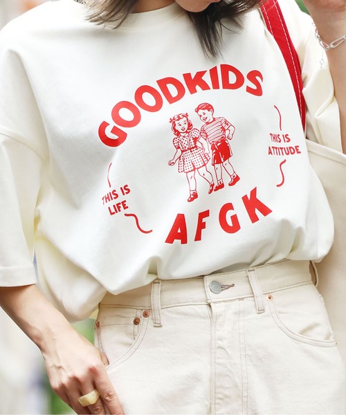 ROOPTOKYO（ループトウキョウ）の「A FEW GOOD KIDS/アフューグッドキッズ GOOD COUPLE TEE レトロロゴ グラフィック Tシャツ（Tシャツ/カットソー・メンズ・ホワイト/ベージュ・M/L/XL）」の4枚目の写真