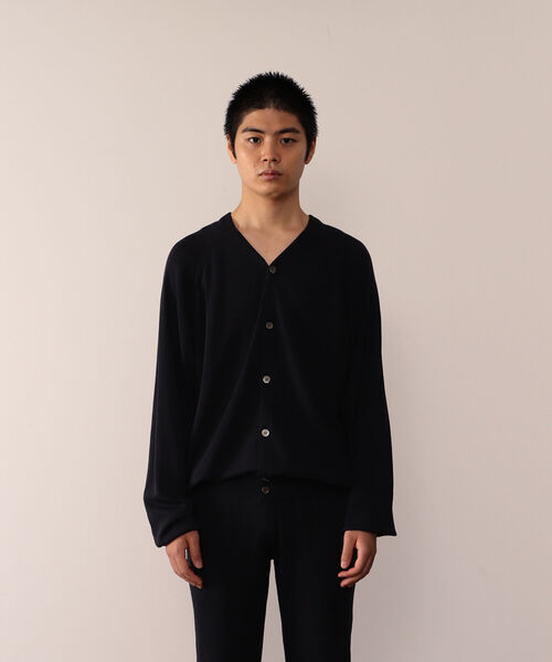 VAPORIZE(ヴェイパライズ)の「VAPORIZE / Easy Knit 2WAY Cardigan(カーディガン/ボレロ・メンズ・ヘザーグレー/ネイビー・MEDIUM/SMALL/LARGE)」の2枚目の写真