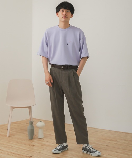 SENSE OF PLACE by URBAN RESEARCH（センスオブプレイスバイアーバンリサーチ）の「『セットアップ対応』チェックダブルタックテーパードスラックス（スラックス・メンズ・ベージュ系その他/ベージュ・LARGE/MEDIUM）」の19枚目の写真