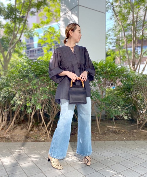 RIVE DROITE(リヴドロワ)の「【beej(ビージ)】ピンタックチュニック(シャツ/ブラウス・レディース・チャコールグレー/ピンク・FREE)」の7枚目の写真