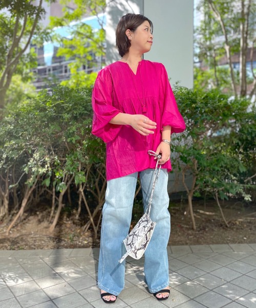 RIVE DROITE(リヴドロワ)の「【beej(ビージ)】ピンタックチュニック(シャツ/ブラウス・レディース・チャコールグレー/ピンク・FREE)」の20枚目の写真