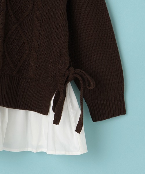 Lindsay（リンジィ）の「裾フリルフェイクレイヤードニット（ニット/セーター・キッズ・ダークブラウン/プラム・S/L/M）」の7枚目の写真