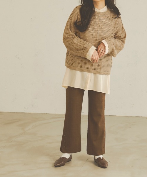 Ambre Neige(アンブルネージュ)の「サイドボタンセミフレアパンツ/【WEB/EC限定商品】(その他パンツ・レディース・ブラウン系その他/ベージュ/ライトブラウン・FREE/MEDIUM/SMALL)」の13枚目の写真