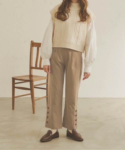 Ambre Neige(アンブルネージュ)の「サイドボタンセミフレアパンツ/【WEB/EC限定商品】(その他パンツ・レディース・ブラウン系その他/ベージュ/ライトブラウン・FREE/MEDIUM/SMALL)」の19枚目の写真