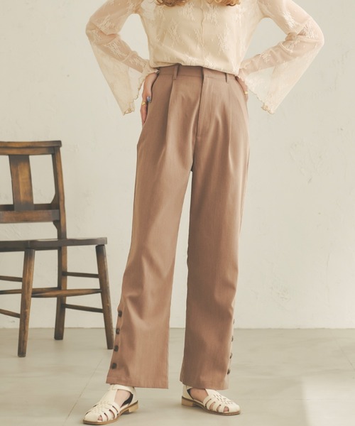 Ambre Neige(アンブルネージュ)の「サイドボタンセミフレアパンツ/【WEB/EC限定商品】(その他パンツ・レディース・ブラウン系その他/ベージュ/ライトブラウン・FREE/MEDIUM/SMALL)」の5枚目の写真