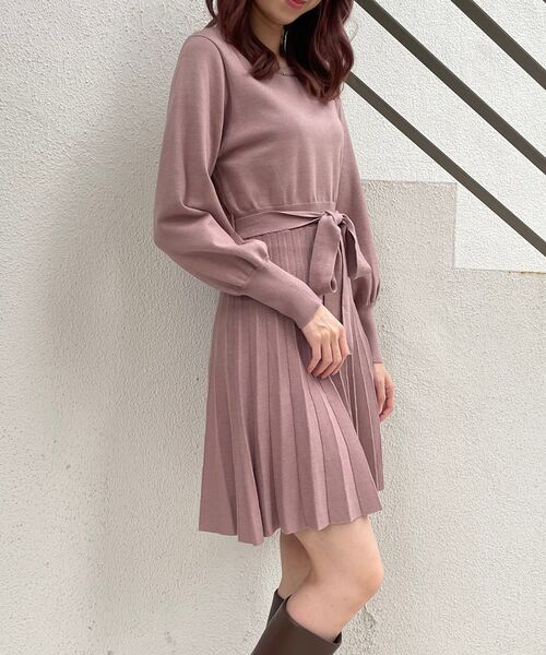 Majestic ワンピースプリーツライクミニニットワンピース ワンピース Majestic Legon マジェスティックレゴン のファッション