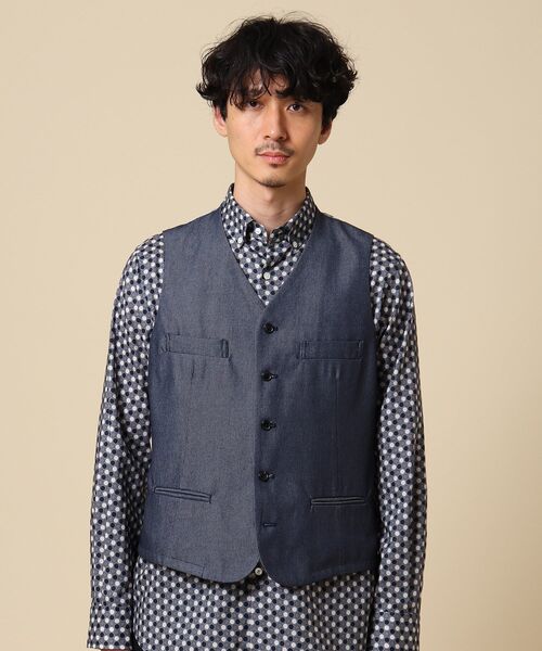 40ｃｔ＆525（フォーティーカラッツアンドゴーニーゴ）の「◆リサイクルポリエステルデニムベスト（ベスト・メンズ・ネイビー・02/03）」の2枚目の写真