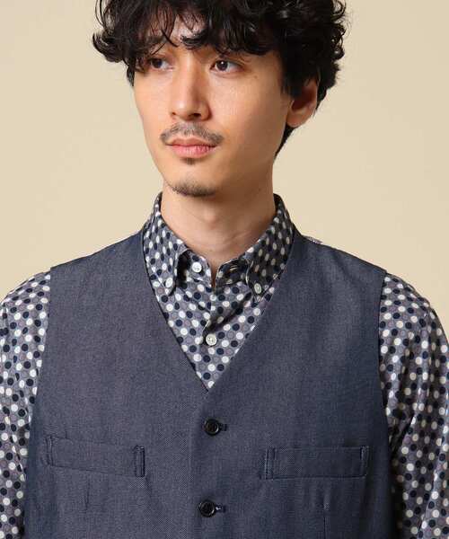 40ｃｔ＆525（フォーティーカラッツアンドゴーニーゴ）の「◆リサイクルポリエステルデニムベスト（ベスト・メンズ・ネイビー・02/03）」の9枚目の写真