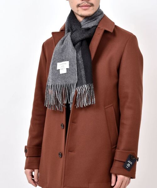 SHIPS（シップス）の「SHIPS: カシミヤ ダブルフェイス パネル マフラー（マフラー・メンズ・ブラック/ベージュ/ネイビー/ブルー/グリーン・ONE SIZE）」の7枚目の写真