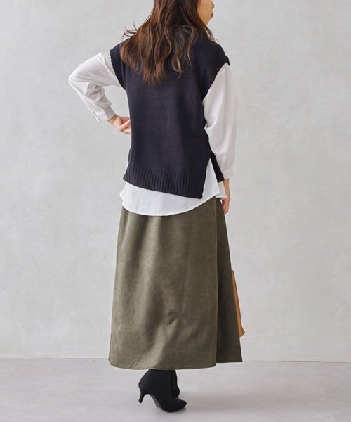 Chez toi(シェトワ)の「【WEB限定】スエードボンディング×ヒョウ柄配色スカート(スカート・レディース・カーキ/キャメル・FREE)」の14枚目の写真