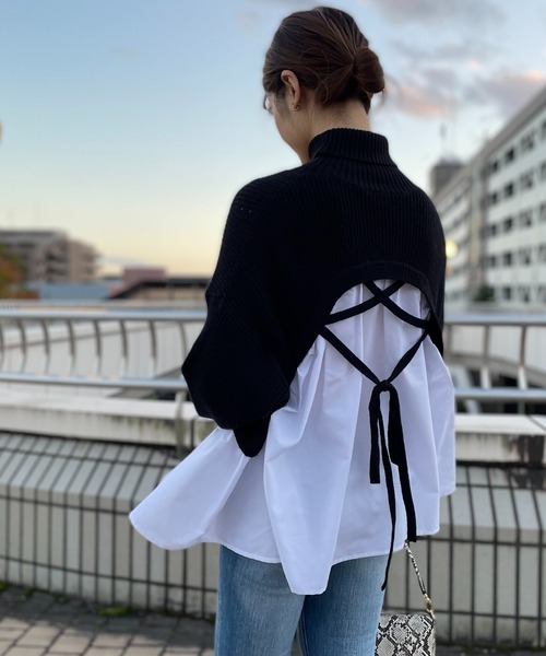 RIVE DROITE（リヴドロワ）の「【ZOZOTOWN限定】バックテールニット（ニット/セーター・レディース・ブラック/アイボリー/ベージュ・FREE）」の2枚目の写真