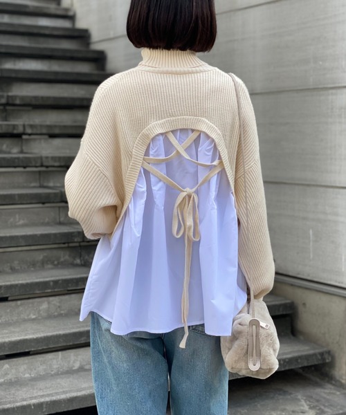 RIVE DROITE（リヴドロワ）の「【ZOZOTOWN限定】バックテールニット（ニット/セーター・レディース・ブラック/アイボリー/ベージュ・FREE）」の14枚目の写真