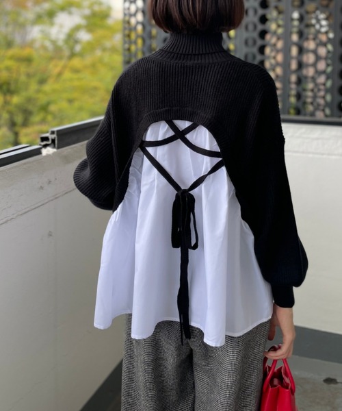 RIVE DROITE（リヴドロワ）の「【ZOZOTOWN限定】バックテールニット（ニット/セーター・レディース・ブラック/アイボリー/ベージュ・FREE）」の5枚目の写真