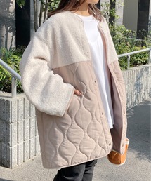 Meli rich | マットタフタ×ボア切替M65ショートコート(ミリタリージャケット)