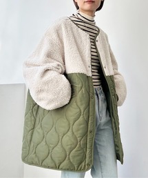 Meli rich | マットタフタ×ボア切替M65ショートコート(ミリタリージャケット)