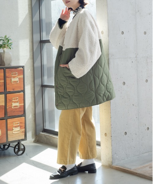 Meli rich(メリーリッチ)の「マットタフタ×ボア切替M65ショートコート(ミリタリージャケット・レディース・ブラック/アイボリー/カーキ/ベージュ系その他/グリーン系その他/グレイッシュベージュ/カーキ系2/カーキ系/ブラック系/ホワイト/ベージュ系/ベージュ系2・MEDIUM)」の22枚目の写真