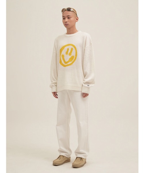 ISTKUNST（イストクンスト）の「A'GEM/9 × .kom『ISTKUNST/イストクンスト』SMILEY KNIT/スマイルニットセーター（ニット/セーター・レディース・ブラック/アイボリー・M/L）」の15枚目の写真