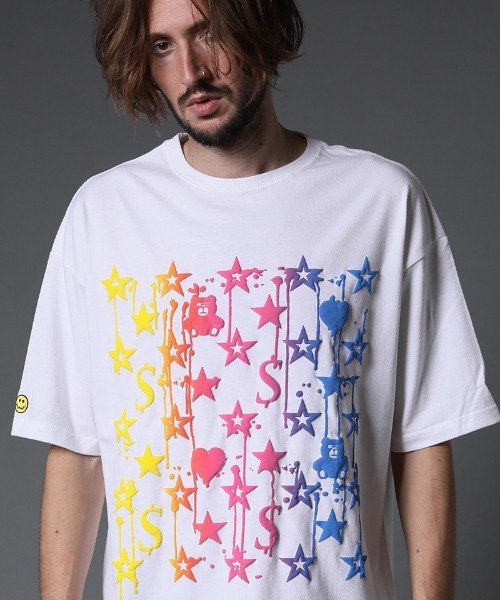 STUD MUFFIN（スタッドマフィン）の「mt7532-5.6ozコットン天竺グラデーションフォームpt ワイドシルエット SS Tシャツ（Tシャツ/カットソー・メンズ・ホワイト/ブラック/ブルー・2/3/4）」の2枚目の写真