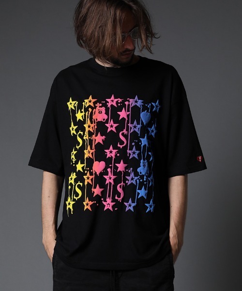 STUD MUFFIN（スタッドマフィン）の「mt7532-5.6ozコットン天竺グラデーションフォームpt ワイドシルエット SS Tシャツ（Tシャツ/カットソー・メンズ・ホワイト/ブラック/ブルー・2/3/4）」の3枚目の写真