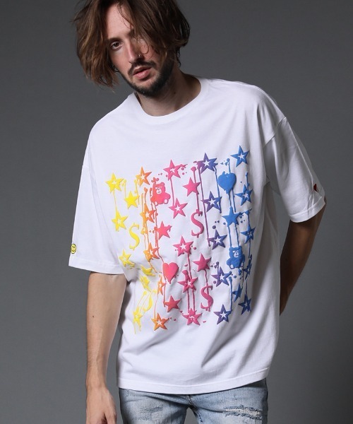 STUD MUFFIN（スタッドマフィン）の「mt7532-5.6ozコットン天竺グラデーションフォームpt ワイドシルエット SS Tシャツ（Tシャツ/カットソー・メンズ・ホワイト/ブラック/ブルー・2/3/4）」の4枚目の写真