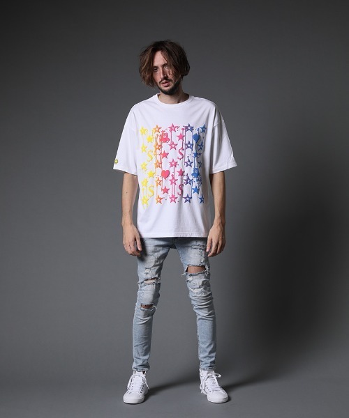 STUD MUFFIN（スタッドマフィン）の「mt7532-5.6ozコットン天竺グラデーションフォームpt ワイドシルエット SS Tシャツ（Tシャツ/カットソー・メンズ・ホワイト/ブラック/ブルー・2/3/4）」の5枚目の写真