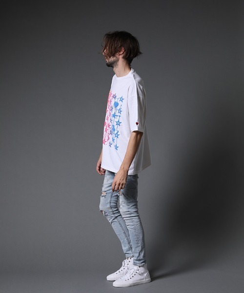 STUD MUFFIN（スタッドマフィン）の「mt7532-5.6ozコットン天竺グラデーションフォームpt ワイドシルエット SS Tシャツ（Tシャツ/カットソー・メンズ・ホワイト/ブラック/ブルー・2/3/4）」の6枚目の写真