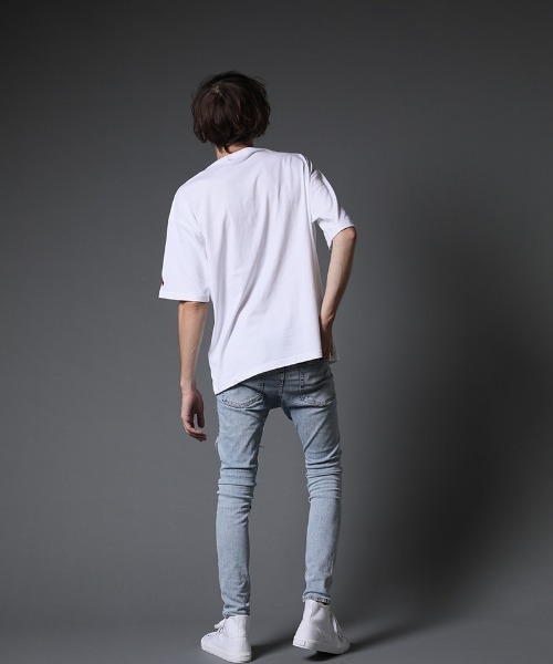 STUD MUFFIN（スタッドマフィン）の「mt7532-5.6ozコットン天竺グラデーションフォームpt ワイドシルエット SS Tシャツ（Tシャツ/カットソー・メンズ・ホワイト/ブラック/ブルー・2/3/4）」の8枚目の写真