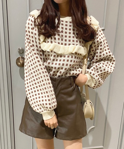 apres jour(アプレジュール)の「ギンガムフリルニット【ZOZOTOWN限定アイテム】(ニット/セーター・レディース・ブラック/ブラウン系その他/アイボリー・フリー/X-LARGE)」の13枚目の写真