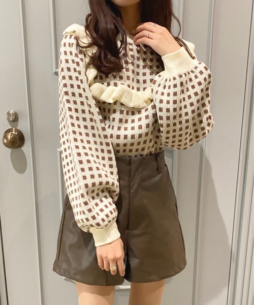 apres jour(アプレジュール)の「ギンガムフリルニット【ZOZOTOWN限定アイテム】(ニット/セーター・レディース・ブラック/ブラウン系その他/アイボリー・フリー/X-LARGE)」の17枚目の写真