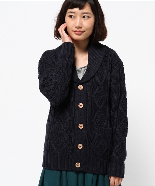 OUTLET(アウトレット)の「【Ciaopanic】アラン編ミカウチン(カーディガン/ボレロ・レディース・グレー/ネイビー/オフホワイト・FREE)」の3枚目の写真