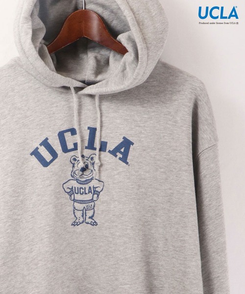 UCLA（ユーシーエルエー）の「UCLA カルフォニア大学ロサンゼルス校 プリント裏毛スウェットパーカー（パーカー・メンズ・ブラック/ネイビー/オフホワイト/グリーン/杢グレー・L/M/XL）」の4枚目の写真