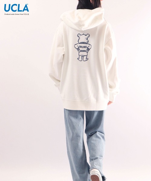 UCLA（ユーシーエルエー）の「UCLA カルフォニア大学ロサンゼルス校 プリント裏毛スウェットパーカー（パーカー・メンズ・ブラック/ネイビー/オフホワイト/グリーン/杢グレー・L/M/XL）」の6枚目の写真