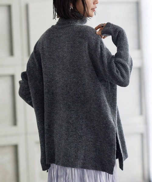 RASWアルパカ混タートルネックニット