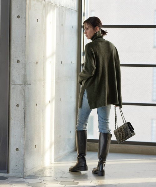 RASWアルパカ混タートルネックニット