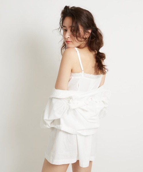 【papier】cotton mini op whiteコットンミニワンピース papier（パピエ）の「papier/パピエ/COTTON MINI OP/コットン